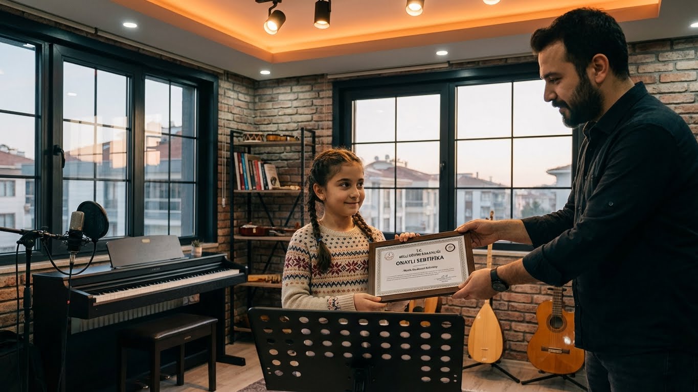 MEB onaylı çello eğitimi sonrası sertifika alan öğrenci - Müzik Akademi.