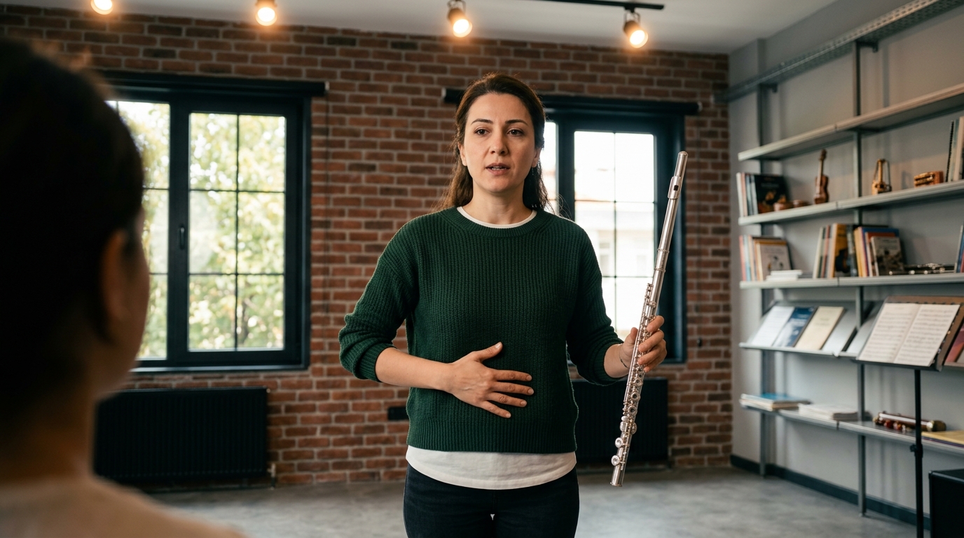 Profesyonel yan flüt eğitimi kayıt kriterleri ve teknik çalışmalar.