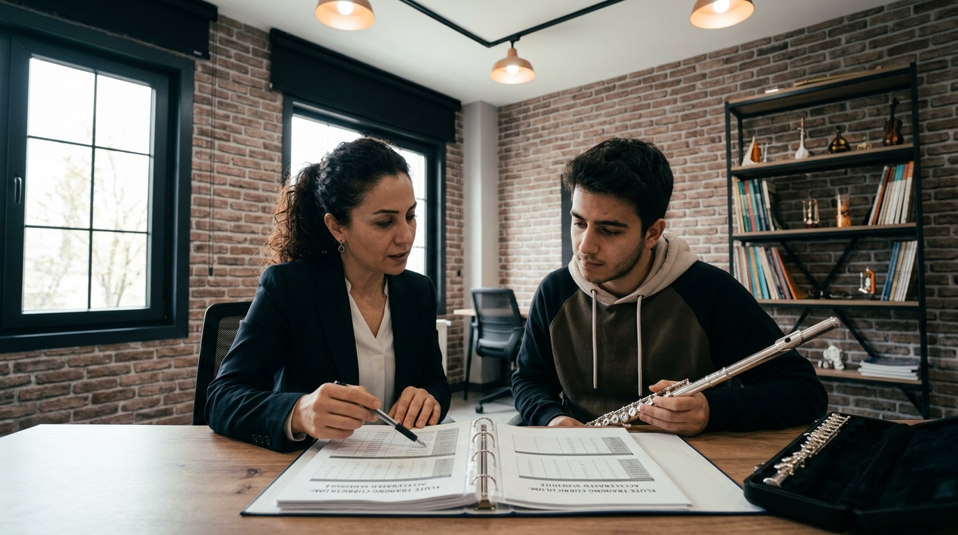 Hızlandırılmış yan flüt kursu yoğunlaştırılmış teknik etüt çalışmaları.
