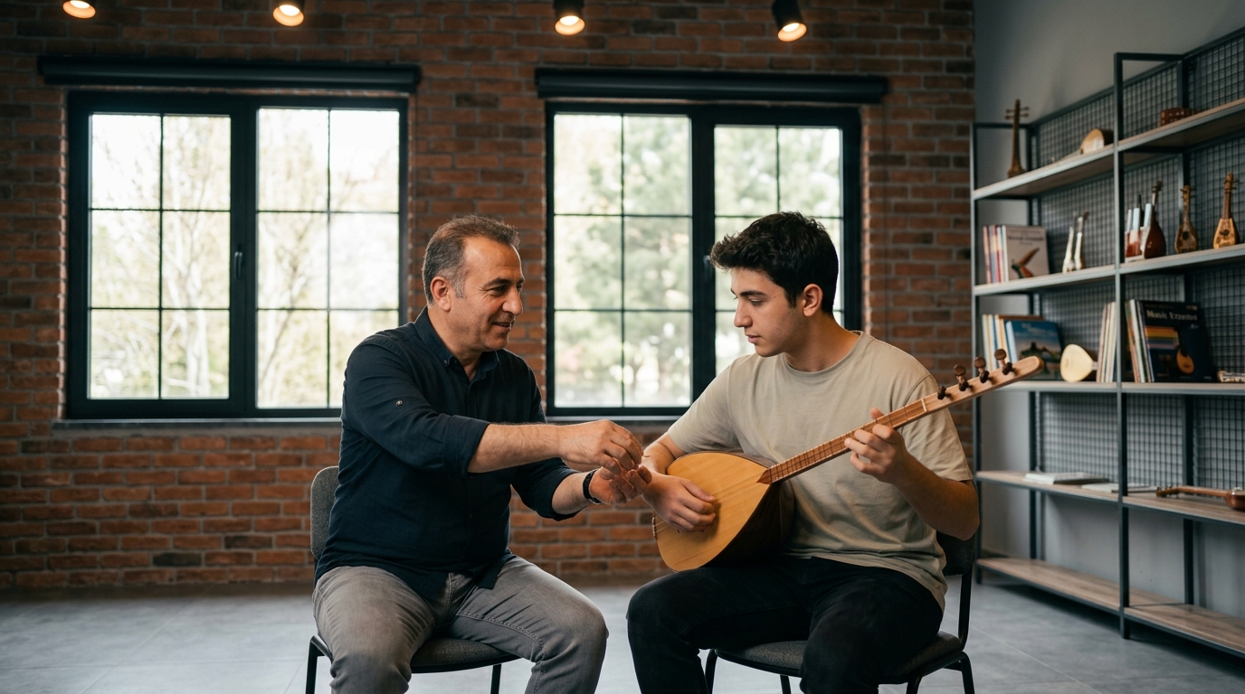 Bağlama Kursu Eğitmen ve öğrenci